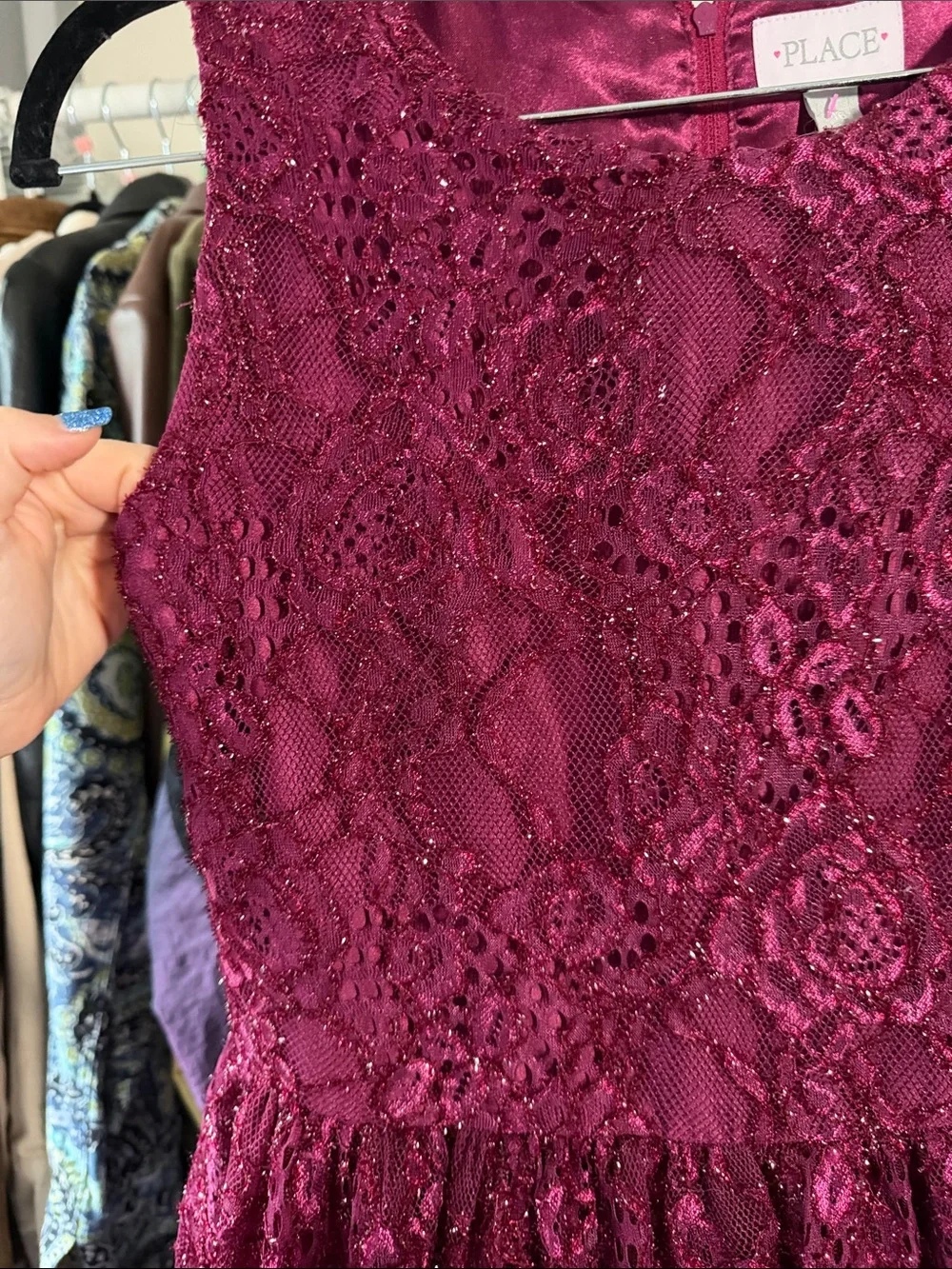 The Children's Place cranberry Lace Dress size girls 16